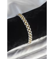 316L Çelik Gold ve Gümüş Renk 7 mm Kalınlık Erkek Bileklik - TJ-EB3764