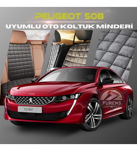 Peugeot 508 Antrasit Renk Tay Tüyü Cepli & Terletmez Sırtlı Oto Koltuk Minder Seti - Koltuk Koruma Kılıfı (ÖN & ARKA TAM SET)