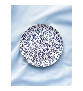 Blue Blanc Çiçek Desenli Duvar Tabağı Dekoratif Bahçe Balkon Mutfak Salon Duvar Süsü No:201