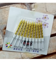 VIP KALİTE BURGULU GOLD PASTA MUMU GOLD DOĞUM GÜNÜ MUMU 10 ADET GOLD MUM DECOR GOLD BIRTHDAY CANDLE