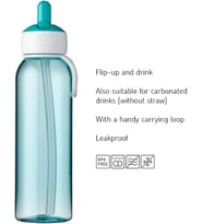 Mepal – Pipetli Içecek Şişesi Campus Flip-Up 500 Ml Pembe – Çocuklar Için Pipetli Su Şişesi – Gazlı