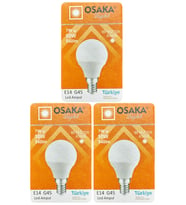 (3 Adet) Osaka 7W (50W) Beyaz Işık E14 Duylu (İnce Duy) Led Mini Ampul