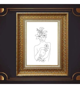 Gold Altın Kalın Çerçeveli Paspartulu Tablo c1926