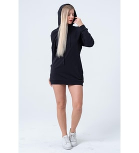 Lacivert Uzun Sweatshirt Elbise Tunik Uzun Kollu Yandan Cepli