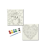 Okul Etkinliği-2'li Tuval Boyama Seti. 20x20 Cm Uv Baskı 6 Akrilik Boya 1 Fırça-model-407