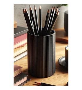 Modern Ribbed Kalemlik – Minimalist Çizgili Masaüstü Kalem Organizer