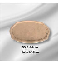 Ahşap Boyanabilir Oval Dalgalı Orta Boy Nişan Tepsisi-Sunumluk
