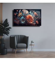 Leylaser ÇiçekTemalı Cam Tablo Duvar Dekoru 1