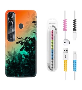 Tecno Spark 6 6 Go 8C 8 Pro 7 7 Pro Kılıf Kablo Koruma Spiral Silikon Güzel Çiçekler 1712
