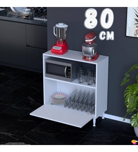Eliusta Lara 80 cm Çok Amaçlı Mikrodalga Dolabı Alttan Kapaklı Fırınlık Kiler Ekmeklik 80x87x32 cm Beyaz