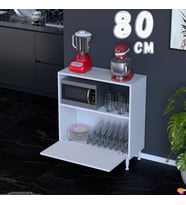 Eliusta Lara 80 cm Çok Amaçlı Mikrodalga Dolabı Alttan Kapaklı Fırınlık Kiler Ekmeklik 80x87x32 cm Beyaz