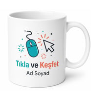Mouse ve İmleç Çizimli Tıkla ve Keşfet Dijital Pazarlamacı Kupa Bardak Hediye