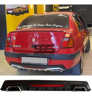 Renault Clio 2 Sedan Difüzör Arka Tampon Eki 2 Egzoz Çıkışlı Siyah Reflektörlü