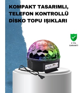 Taşınabilir RGB Disko Topu Bluetooth ve Uzaktan Kumanda Özellikli