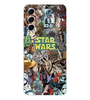 Samsung Galaxy S21 FE Uyumlu Star Wars Kolaj Tasarımlı Şeffaf Telefon Kılıfı