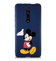 Xiaomi Mi 9T Soft Premier Kapak Mickey Mouse-C Tasarımlı Silikon Kılıf - Lacivert (Şeffaf)