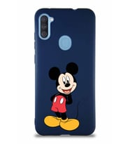 Samsung Galaxy A11 Soft Premier Kapak Mickey Mouse-B Tasarımlı Silikon Kılıf - Lacivert (Şeffaf)