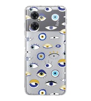 PrintiFy Xiaomi Redmi Note 11R ile Uyumlu 1mm Slim Fit Nazar Boncuğu 2 Baskılı Şeffaf  Kılıf