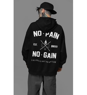 No Pain No Gain Baskılı Unisex Oversize Fitness Gym Hoodie