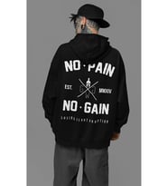 No Pain No Gain Baskılı Unisex Oversize Fitness Gym Hoodie