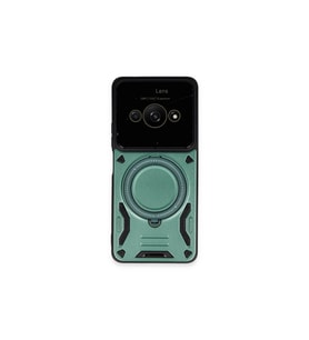 Xiaomi Poco C61 Kılıf Joy Lens Standlı Kapak - Koyu Yeşil