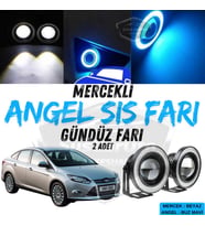 Ford Focus 3 2011-2014 Uyumlu Mercekli Angel Sis Farı Metal 76 mm Buz Mavi Halkalı Gündüz Farı 2 Ad