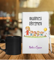 Okul Öncesi Öğretmenlerine Özel Defter Kalem & Siyah Varil Kupa Hediye Seti