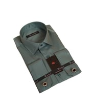 Haki Yeşil Klasik Kesim Micro Kumaş Kol Düğmeli Regular Fit Erkek Gömlek - 190-19