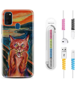 Samsung M21 M22 M23 M30 M31S M32 Kılıf Kablo Koruma Spiral Silikon Tablo Cat 1788