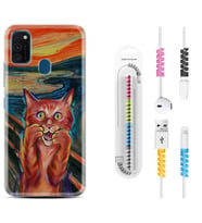 Samsung M21 M22 M23 M30 M31S M32 Kılıf Kablo Koruma Spiral Silikon Tablo Cat 1788