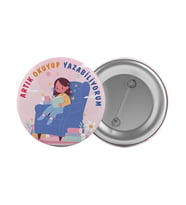 Artık Okuyorum Yazıyorum Çanta Rozeti 20 Adet En Büyük Boy 5.8cm İğneli Broş