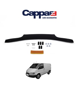 CAPPAFE Ford Transit Ön Kaput Koruyucu Rüzgarlık 4mm Parlak Siyah 1993-2002