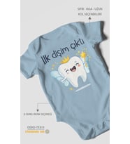 İlk Dişim Çıktı Kısa Kollu Bebek Body %100 Pamuk
