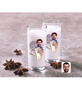 BK Gift Kişiye Özel Erkek Karikatürlü İkili Rakı Bardağı Seti-1 (Beyaz)
