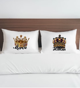 BK Gift Kişiye Özel Sevgili Tasarımlı Pamuklu 2’li Yastık Kılıfı Seti-3 50x70cm, Sevgiliye Hediye, Ev Hediyesi, Tasarım Ev Tekstili
