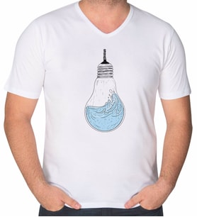 BK Gift Ampul Tasarımlı V Yaka Tişört-1 (Beyaz)