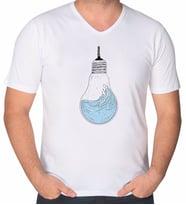 BK Gift Ampul Tasarımlı V Yaka Tişört-1 (Beyaz)