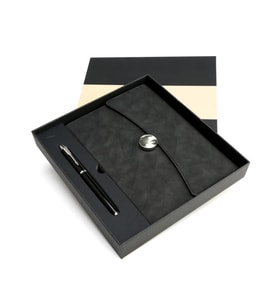 Kişiye Özel  Defter ve Kalem Seti Özel Ambalaj (Siyah)