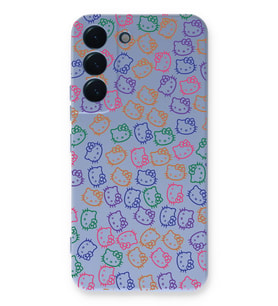 Samsung Galaxy S22 Uyumlu Lansman Kılıf Hello Kitty Tasarımlı İçi Kadife Kapak-Lila (Şeffaf)