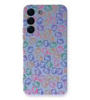 Samsung Galaxy S22 Uyumlu Lansman Kılıf Hello Kitty Tasarımlı İçi Kadife Kapak-Lila (Şeffaf)