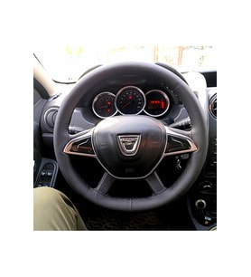 Dikişli Direksiyon Kılıfı Siyah Deri Siyah Dikişli Dacia Duster 4x4 İçin