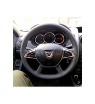 Dikişli Direksiyon Kılıfı Siyah Deri Siyah Dikişli Dacia Duster 4x4 İçin