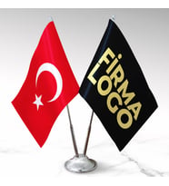 Firmaya Özel Çift Direkli Logolu Masa Üstü Bayrak