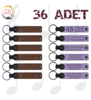 A Kahve & Mor Menekşe, Bisiklet Turu Ekibine Hediye, 36’lı Set, İsim Yazılabilir Deri Anahtarlık
