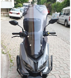 MOTOCAM Küba Novax 200 Ön Cam 2023-2026 Model 65cm Füme Renkli 4mm UZUN