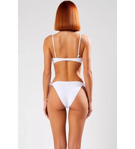 Kadın Bikini Takımı Gipeli Dokulu Bralette Üst Balensiz Kolsuz Normal Bel Bağlamalı Alt Regular