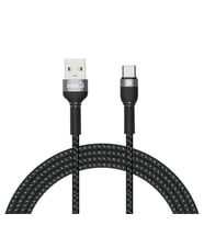 Type-C USB Kablo Hızlı Şarj ve Data Veri Aktarımı (2A Güç, 480Mbps Hız) 2Metre Örgülü, Uzun ve Güçlü (Siyah)
