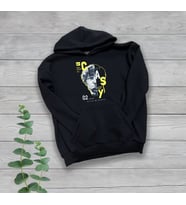 Clasy Göğüs Baskılı Unisex Oversize Siyah Sweatshirt