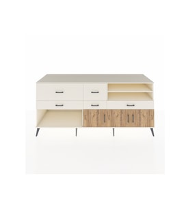 Kronos Konsol 4 Raflı 5 Çekmeceli 3 Kapaklı 220x59x99 Aytaşı-Çam/Aytaşı