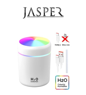 Hersepete H2O Humidifier RGB Işıklı Beyaz Ortam Dezenfeksiyon Hava Nemlendirici (Siyah)